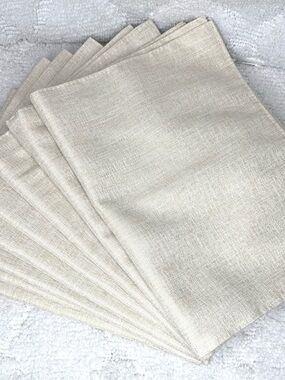 Set of 8 Ivory Gold Metallic Woven Placemats Elegant Table Décor